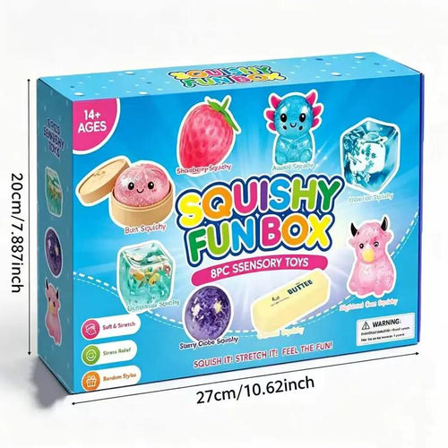 8-Piece Squishy Fun Box – Sensory Stress Relief Toy Gift Set for Kids & Adults