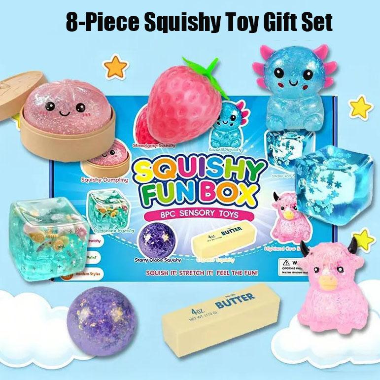 8-Piece Squishy Fun Box – Sensory Stress Relief Toy Gift Set for Kids & Adults