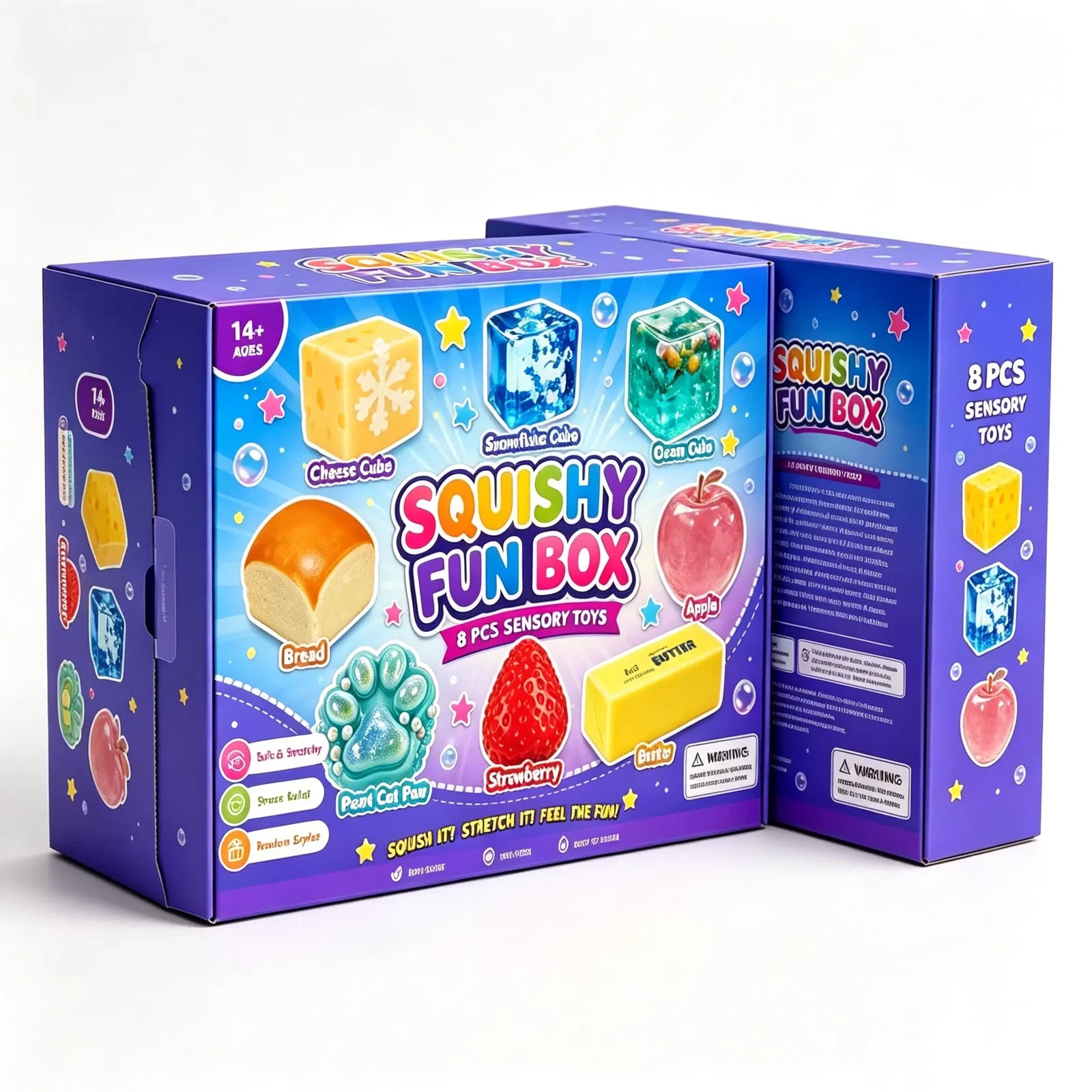 8-Piece Squishy Fun Box – Sensory Stress Relief Toy Gift Set for Kids & Adults